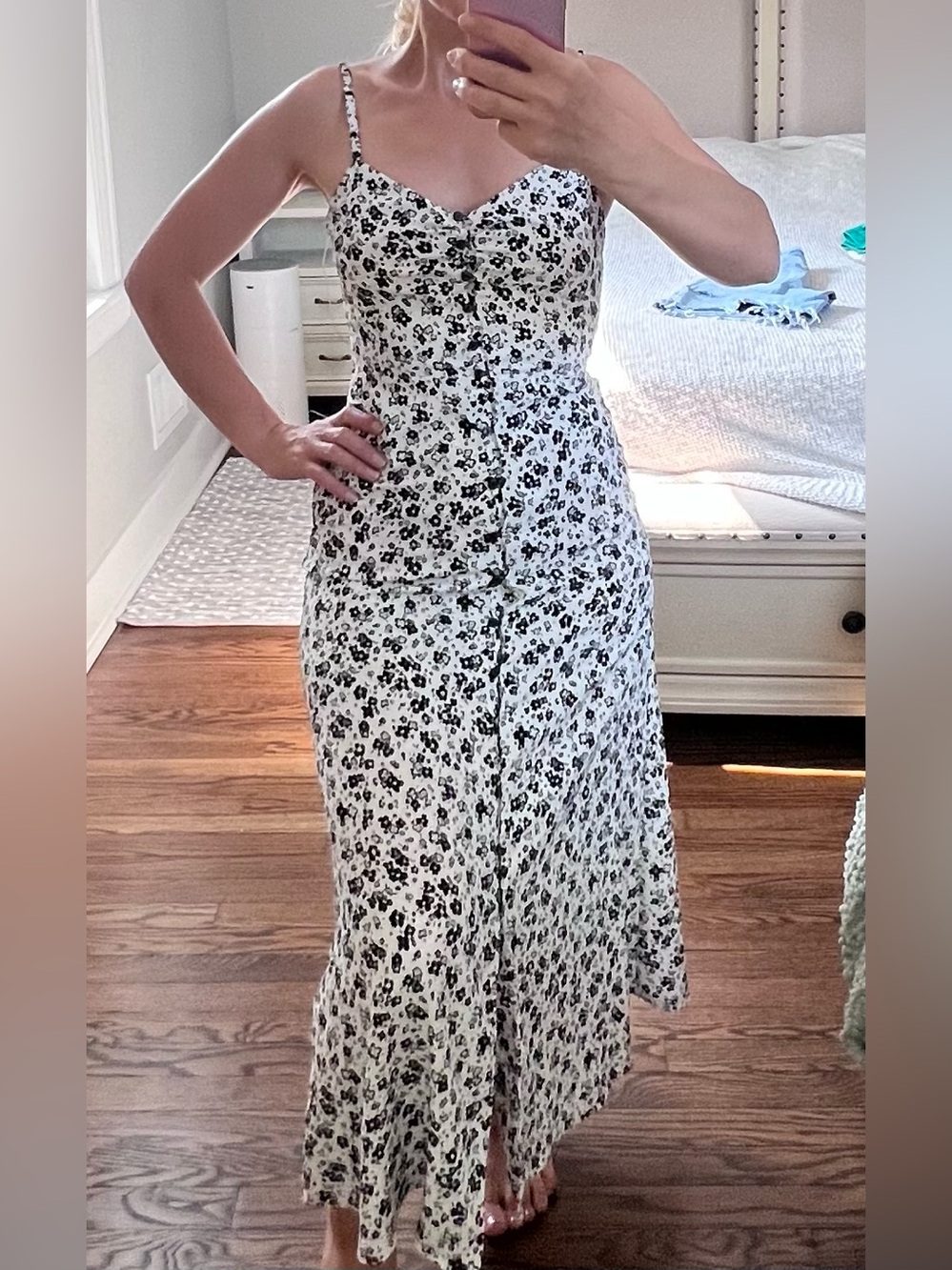 Floral Black and White Dress